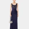 Long dress in mesh and jersey