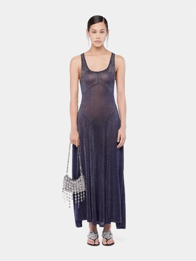 Flared knit dress with hotfix details