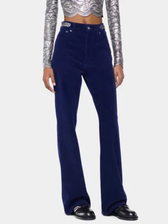 Baggy pants in velvet with 1969 discs