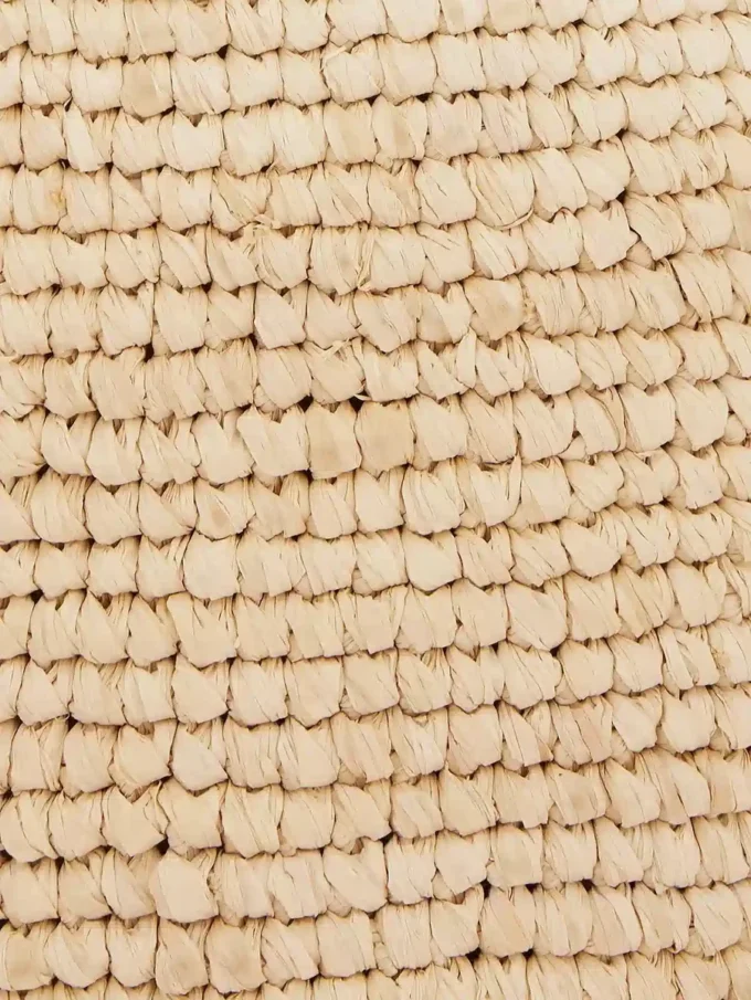 Beige raffia tote bag with logo