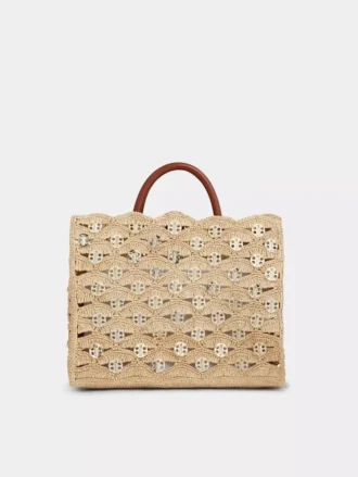 Beige tote bag in raffia Beige tote bag in raffia