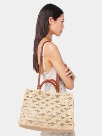 Beige tote bag in raffia Beige tote bag in raffia