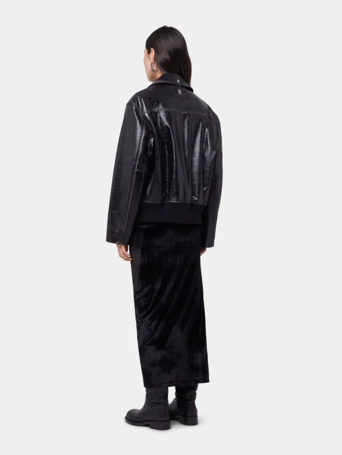 Black aviator blouson jacket in leather