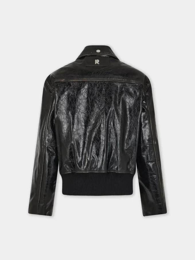 Black aviator blouson jacket in leather