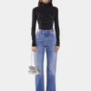 Black crystal-embellished top in second-skin jersey