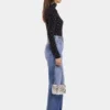 Black crystal-embellished top in second-skin jersey