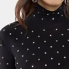 Black crystal-embellished top in second-skin jersey