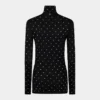 Black crystal-embellished top in second-skin jersey