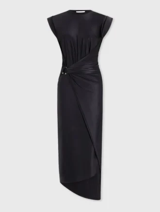 Black draped dress with signature piercing