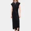 Black draped dress with signature piercing