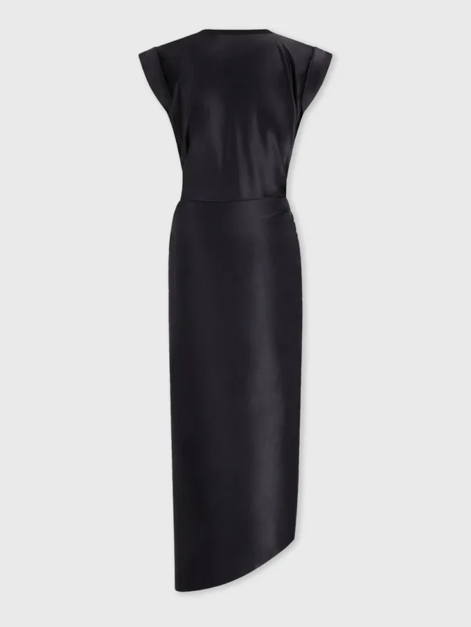 Black draped dress with signature piercing