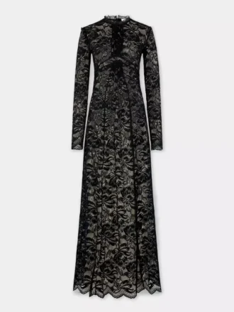 Black long dress in lace