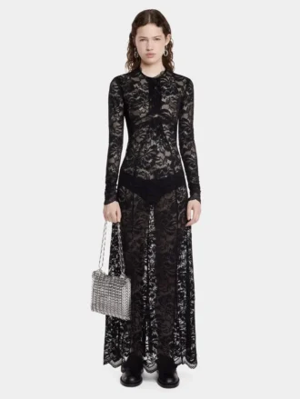 Black long dress in lace