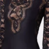 Black long dress in lace and jersey