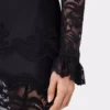 Black long dress in lace and jersey
