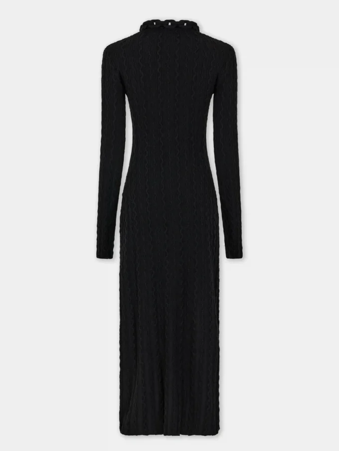 Black long dress in wool