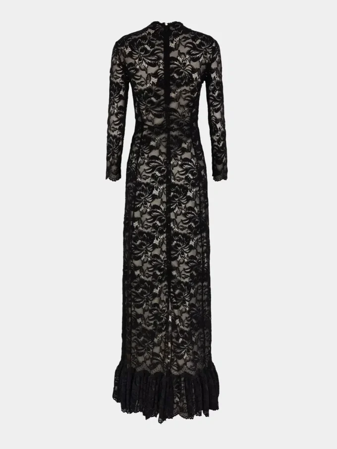 Black long lace dress