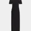 Black long piercing dress in cotton jersey