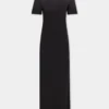 Black long piercing dress in cotton jersey