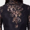 Black long sleeve top in lace and jersey