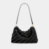 Black Paco shoulder clutch in calfkin leather