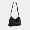 Black Paco shoulder clutch in calfkin leather