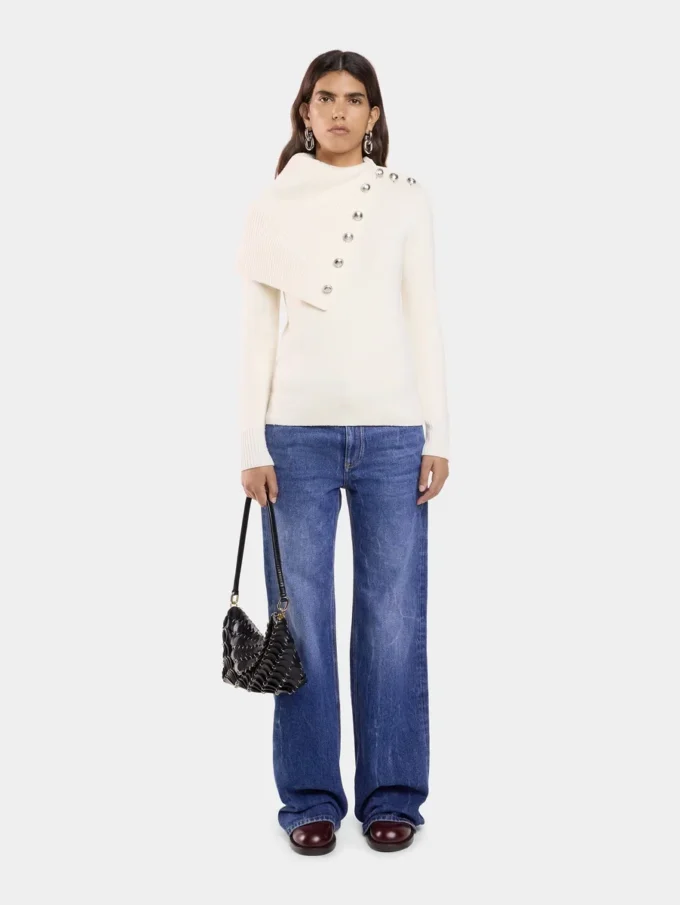 Black Paco shoulder clutch in calfkin leather