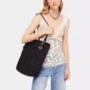 Black raffia tote bag with logo
