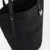 Black raffia tote bag with logo