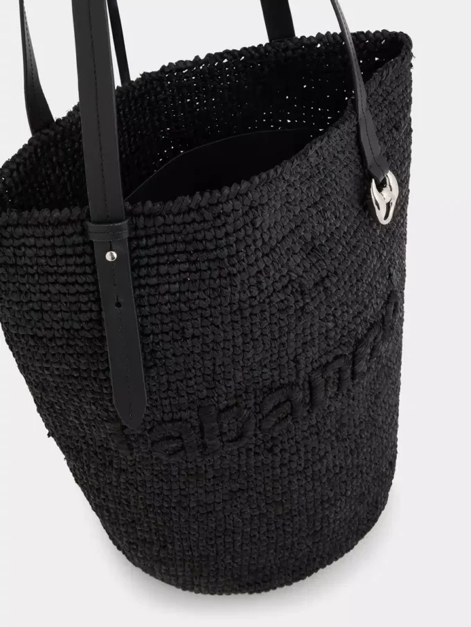 Black raffia tote bag with logo