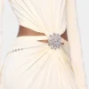 Cream long dress in jersey