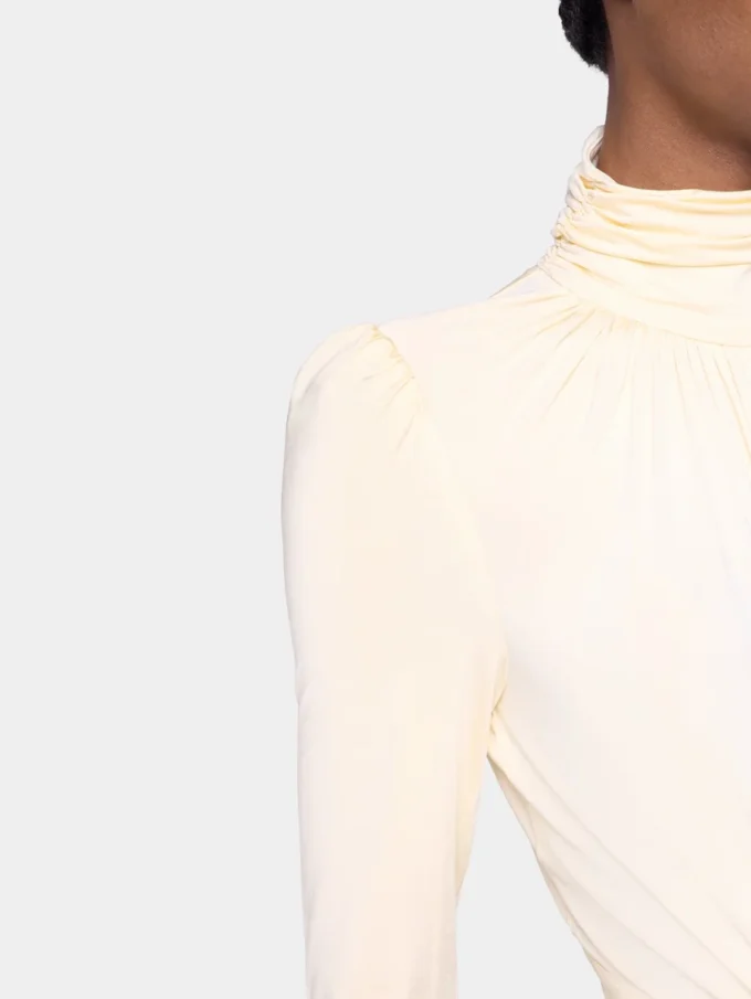 Cream long dress in jersey