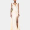 Cream long sleeveless dress in jersey