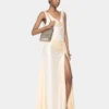 Cream long sleeveless dress in jersey
