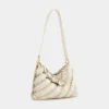 Cream Paco shoulder clutch in calfskin leather