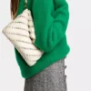 Cream Paco shoulder clutch in calfskin leather
