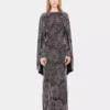 Crepe dress with pearl embroidery
