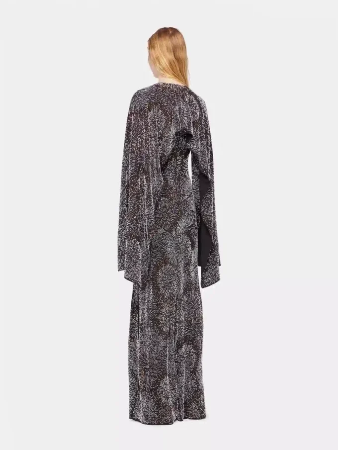Crepe dress with pearl embroidery