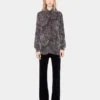 Crepe shirt with pearl embroidery