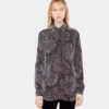 Crepe shirt with pearl embroidery