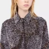 Crepe shirt with pearl embroidery