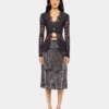 Crepe skirt with pearl embroidery