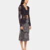 Crepe skirt with pearl embroidery