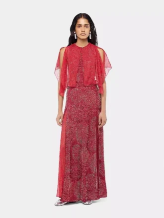 Crepe top with pearl embroidery