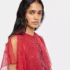 Crepe top with pearl embroidery