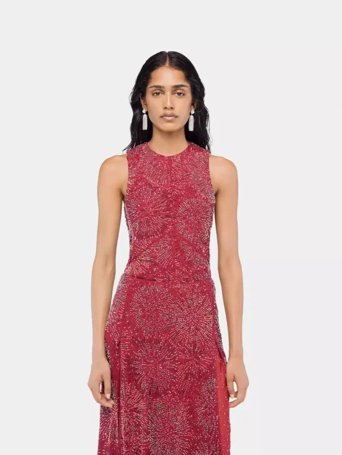 Crepe top with pearl embroidery
