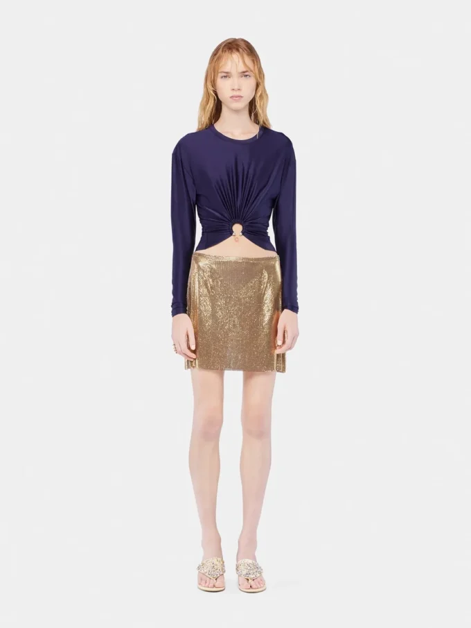 Gold mini skirt in mesh