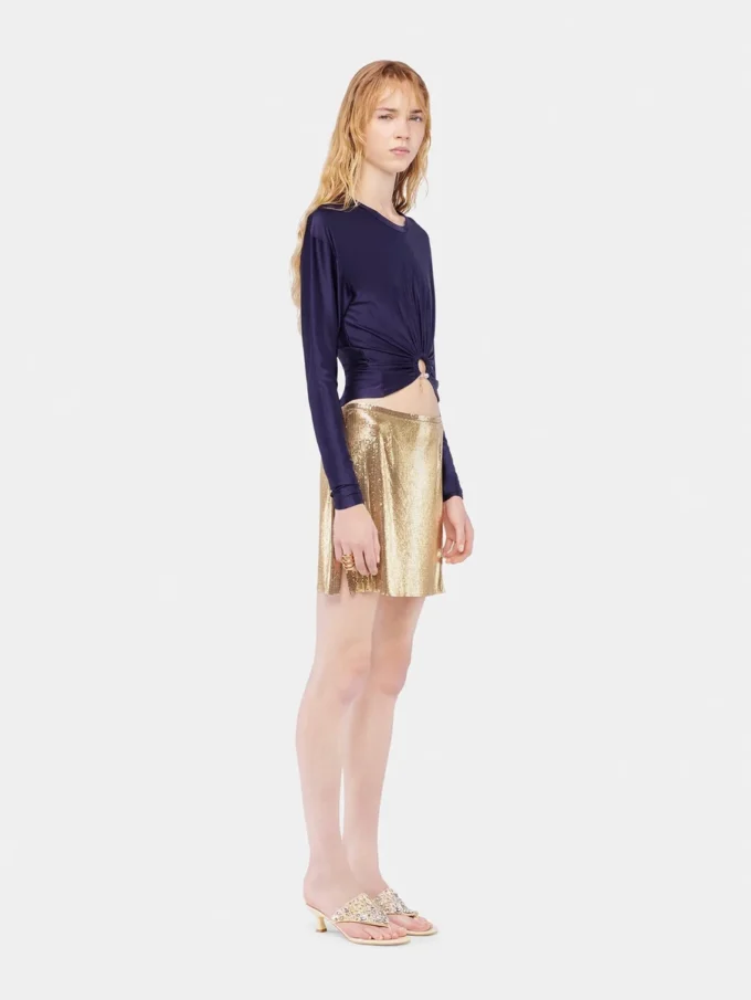 Gold mini skirt in mesh