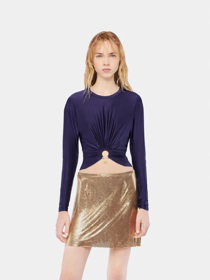 Gold mini skirt in mesh