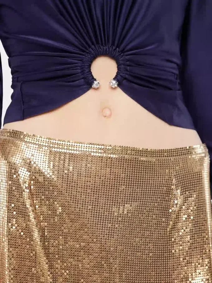 Gold mini skirt in mesh